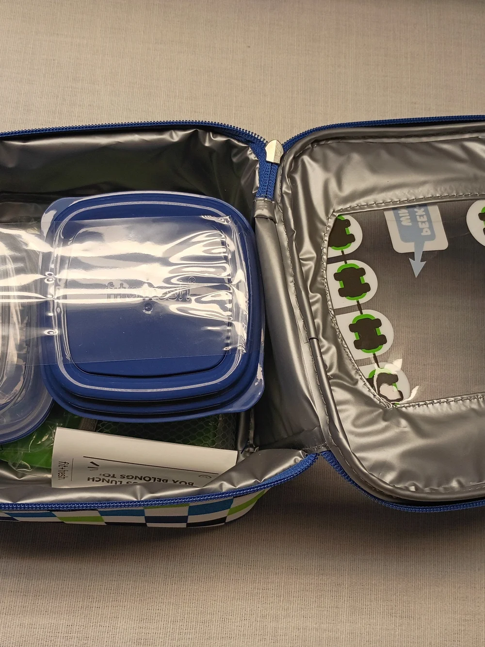 Kids Blue Monster Lunch Bag with Peek-A-Boo Window